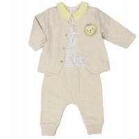 E13306:  Baby Boys Jungle Pointelle 3 Piece Outfit (0-6 Months)